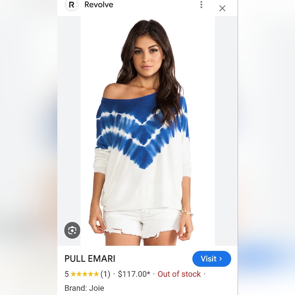 Joie Emari C Soft Knit Tie Dye Pullover Scoop Neck Sweater M in Deep Lapis